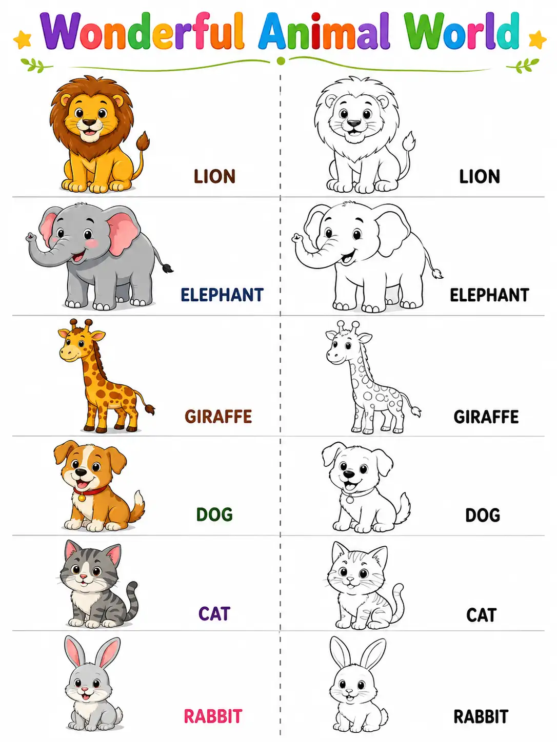 Wonderful Animal World Worksheet