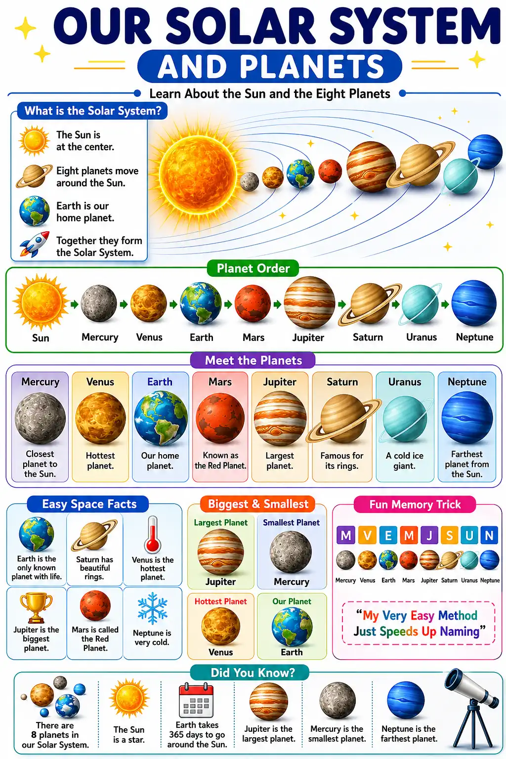 Our Solar System and Planets Wall Chart