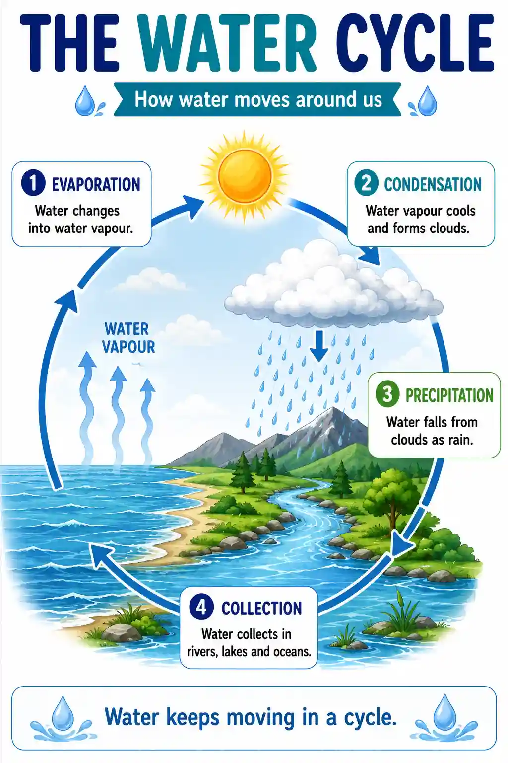 Class 3 EVS The Water Cycle Diagram Chart Preview