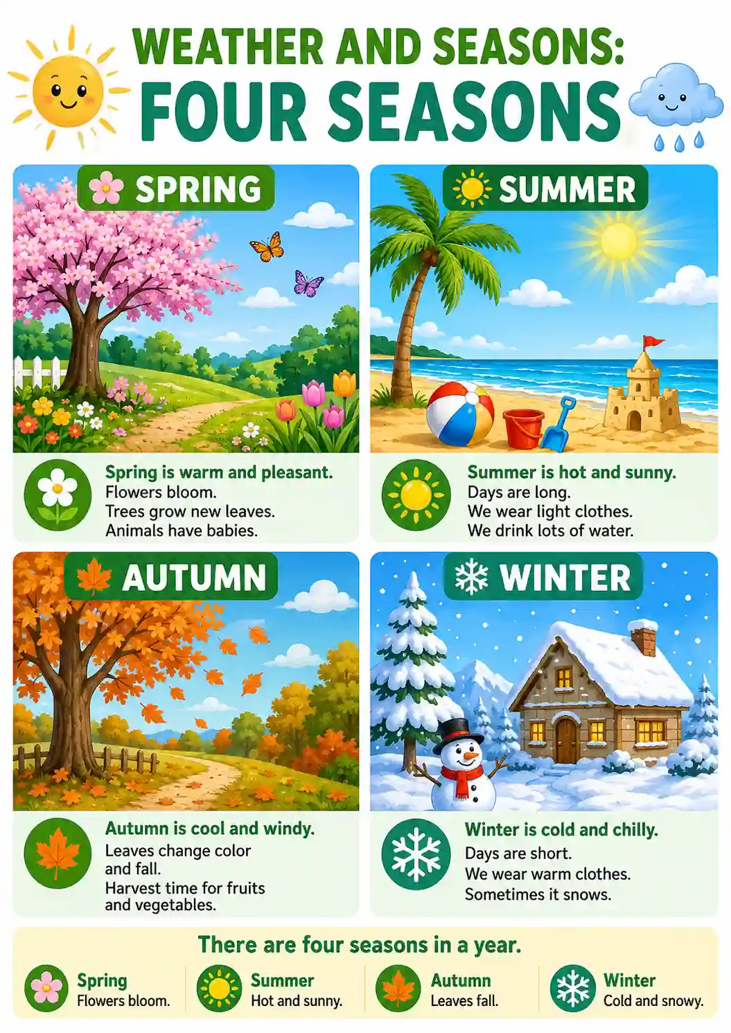 Class 1 EVS Weather And Seasons Four Seasons Chart 1