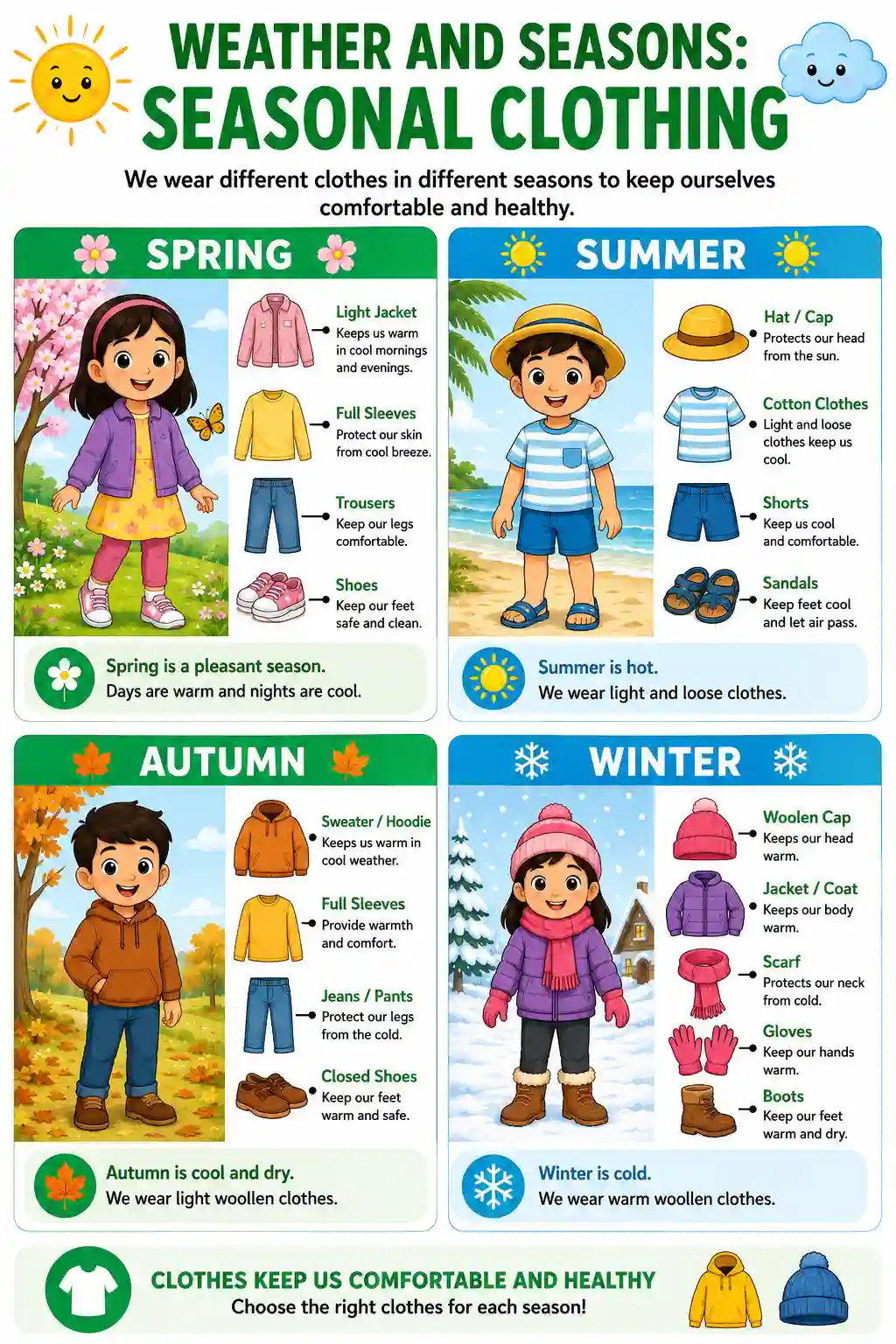 Class 3 EVS Weather And Seasons Seasonal Clothing Chart 3