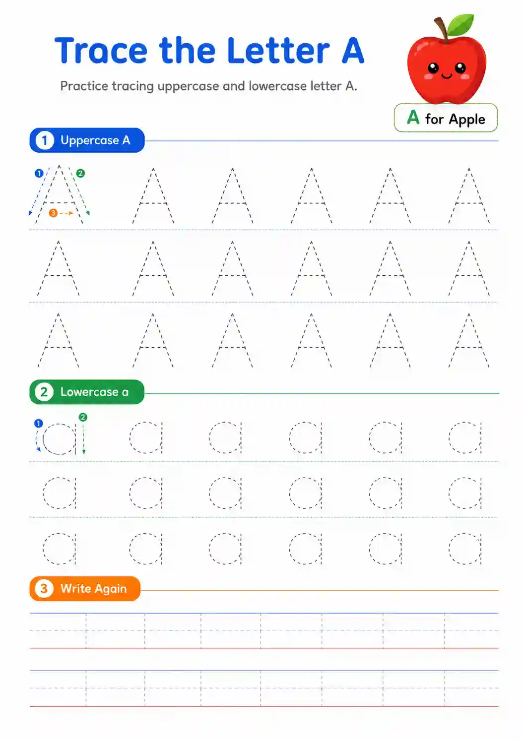 Alphabet Letter A Tracing Worksheet