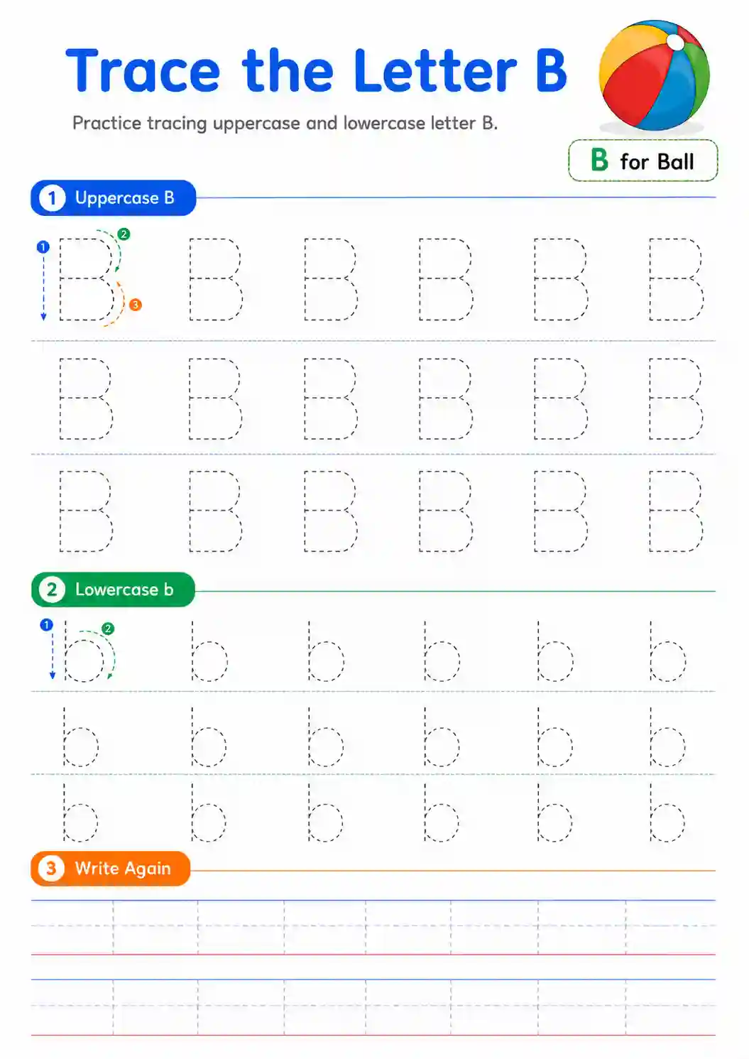 Alphabet Letter B Tracing Worksheet