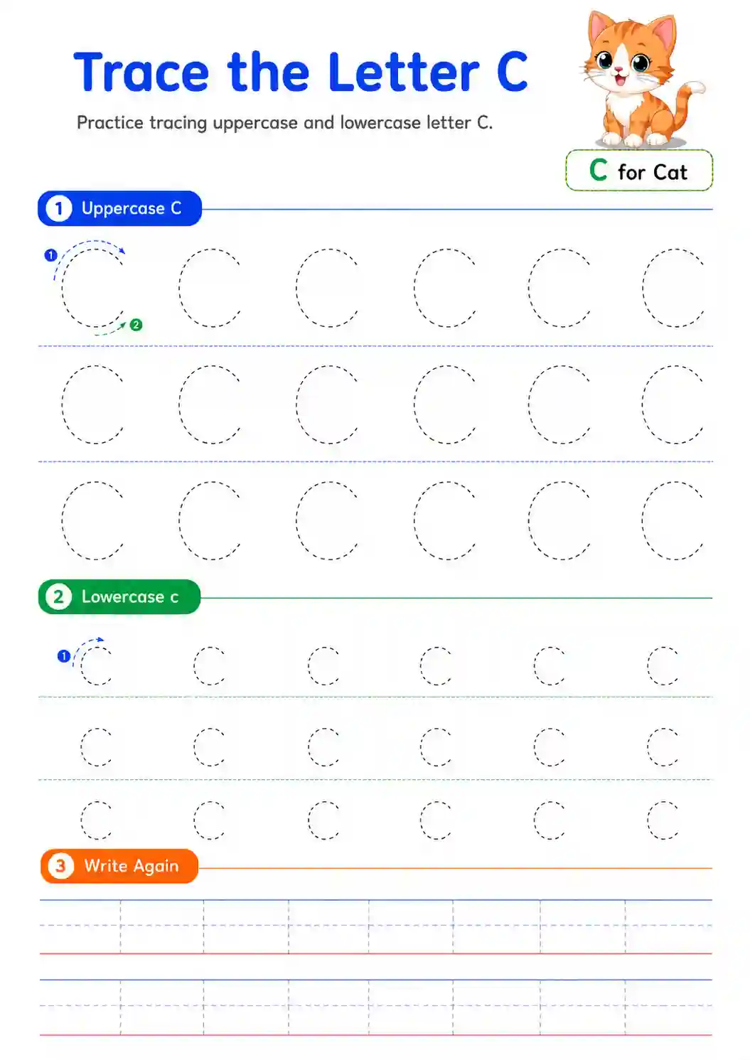 Alphabet Letter C Tracing Worksheet