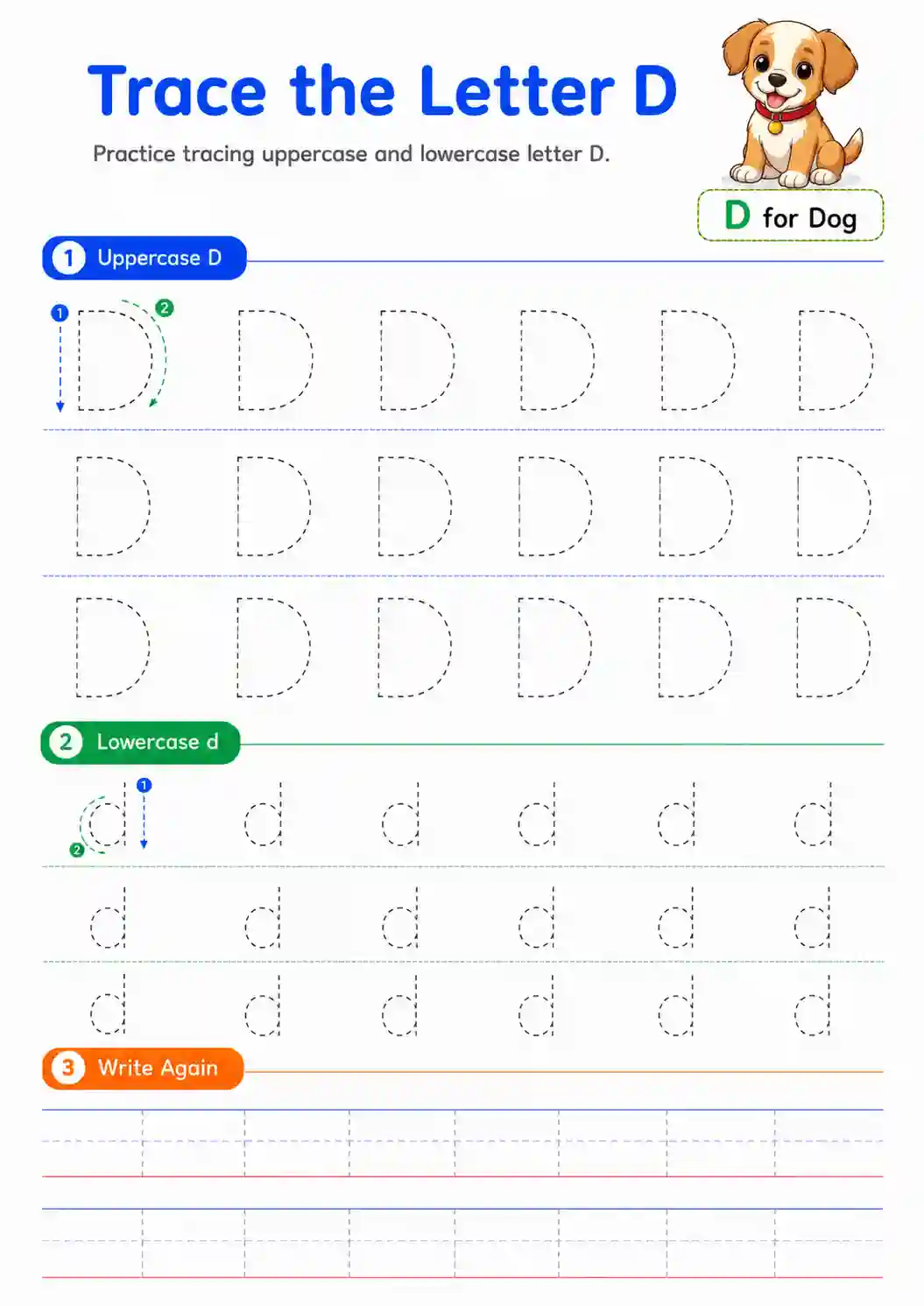 Alphabet Letter D Tracing Worksheet