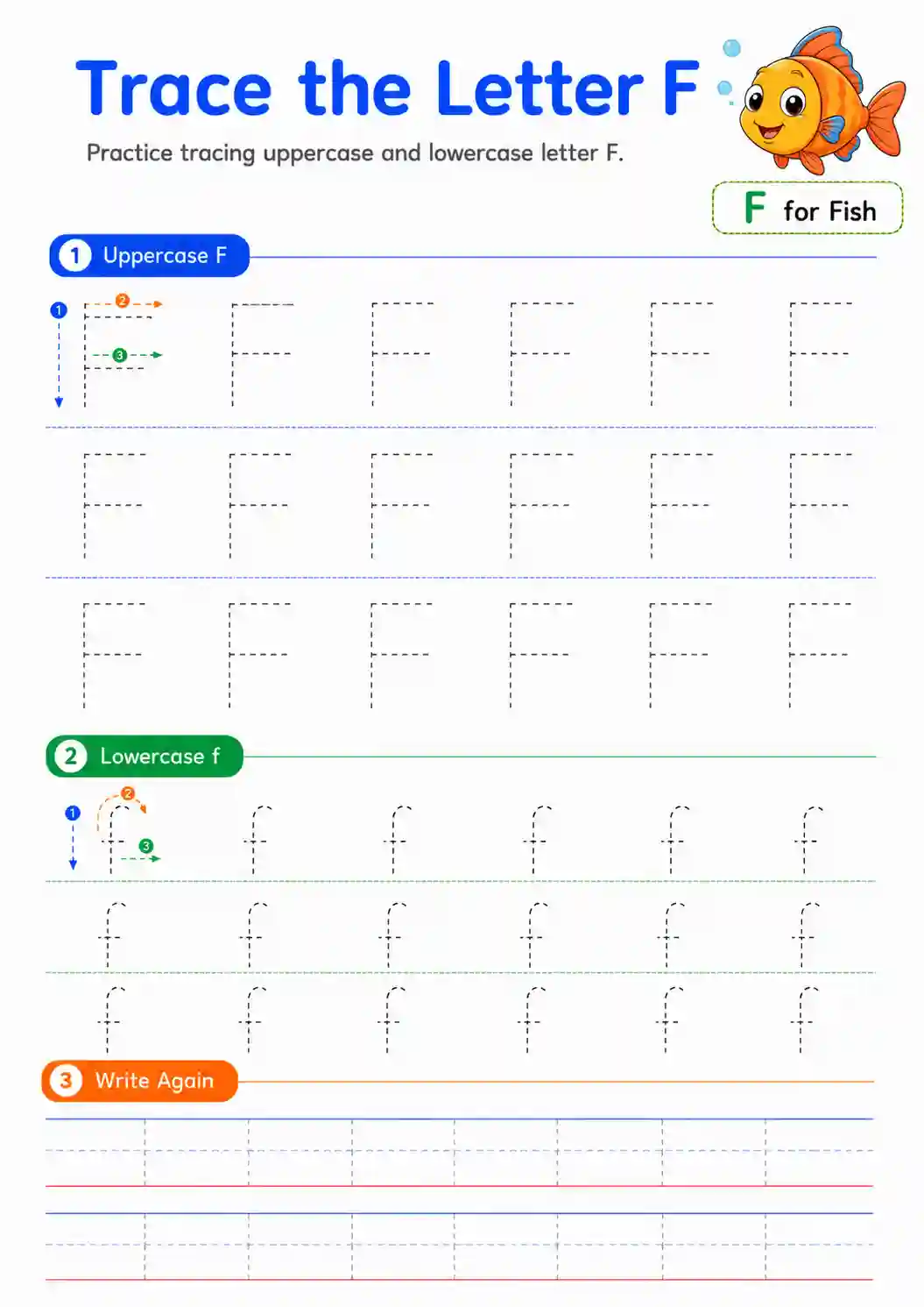 Alphabet Letter F Tracing Worksheet