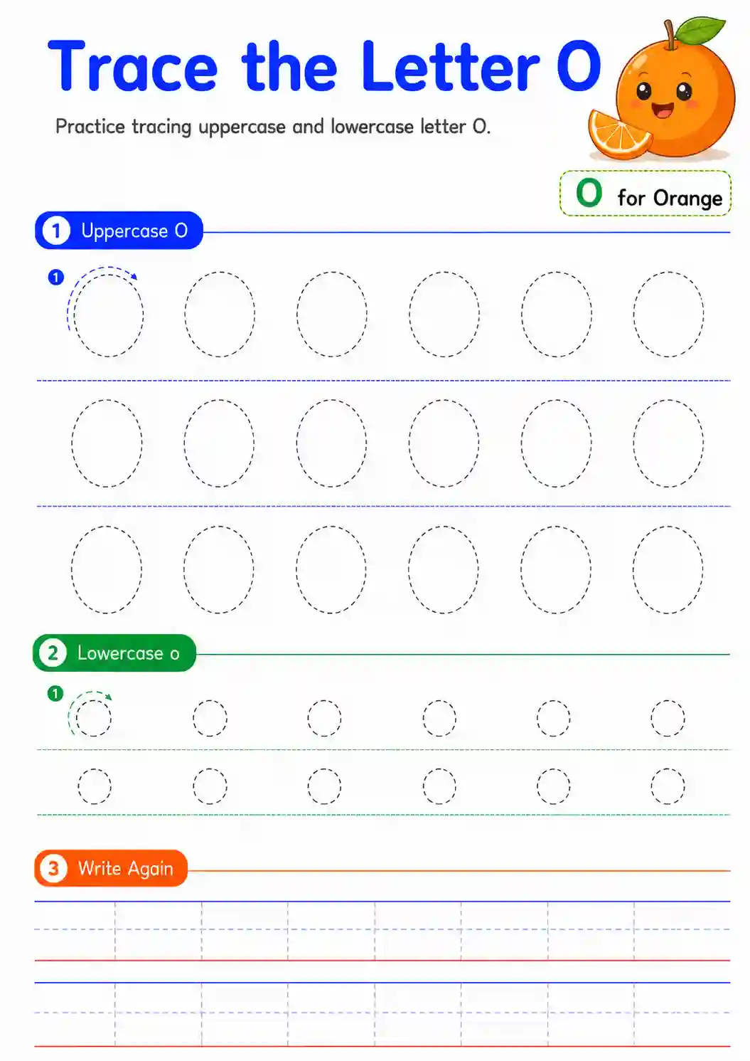 Alphabet Letter O Tracing Worksheet