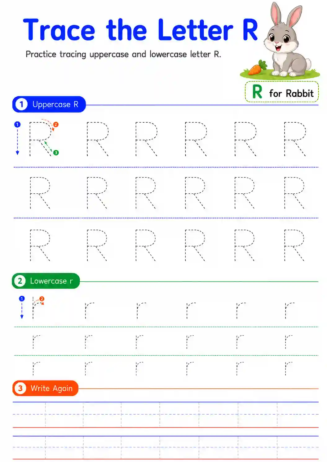 Alphabet Letter R Tracing Worksheet