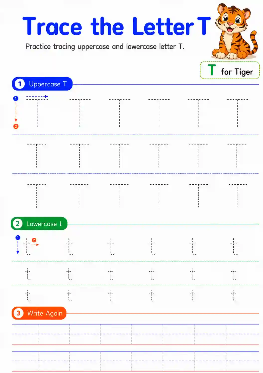 Alphabet Letter T Tracing Worksheet