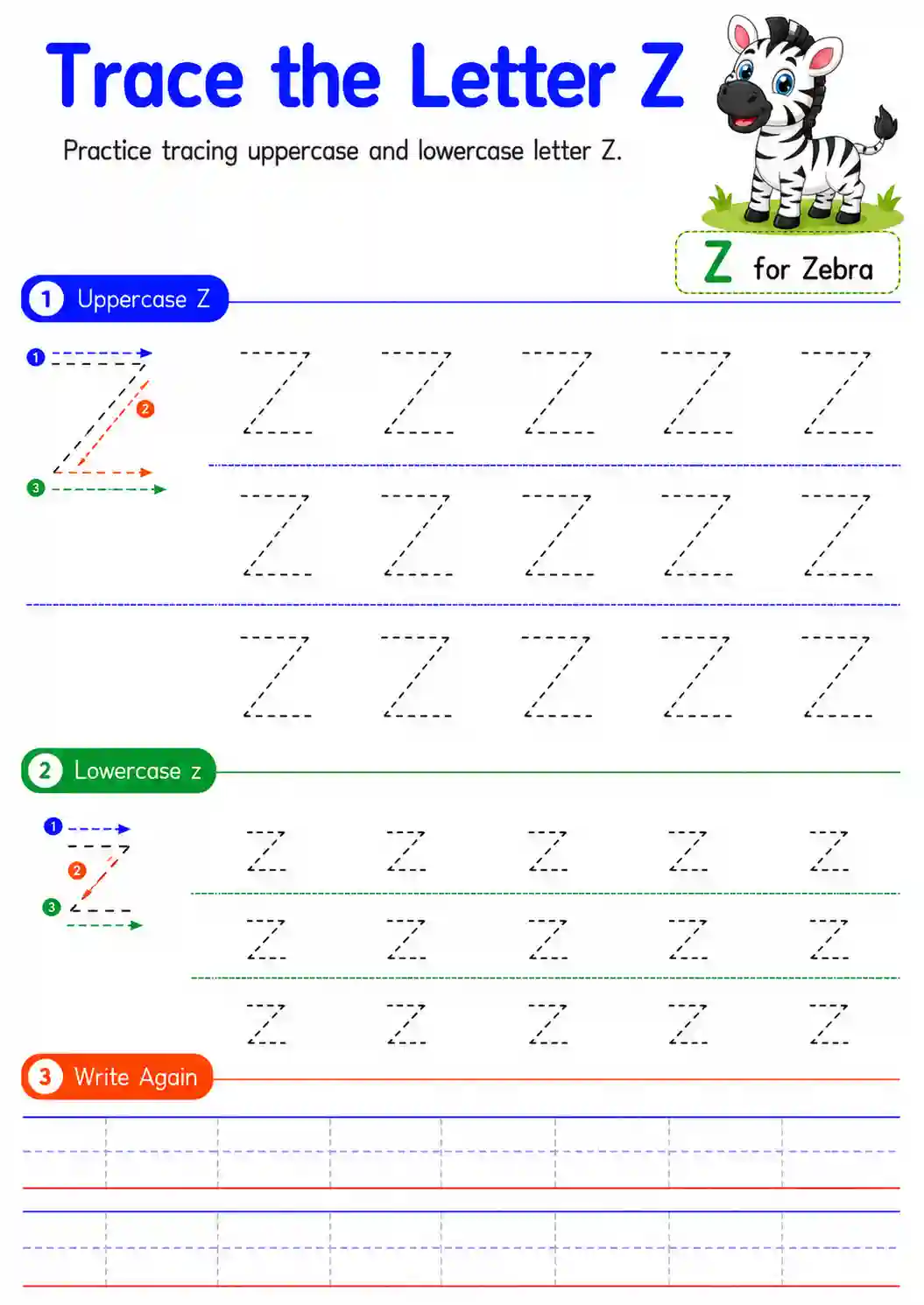 Alphabet Letter Z Tracing Worksheet