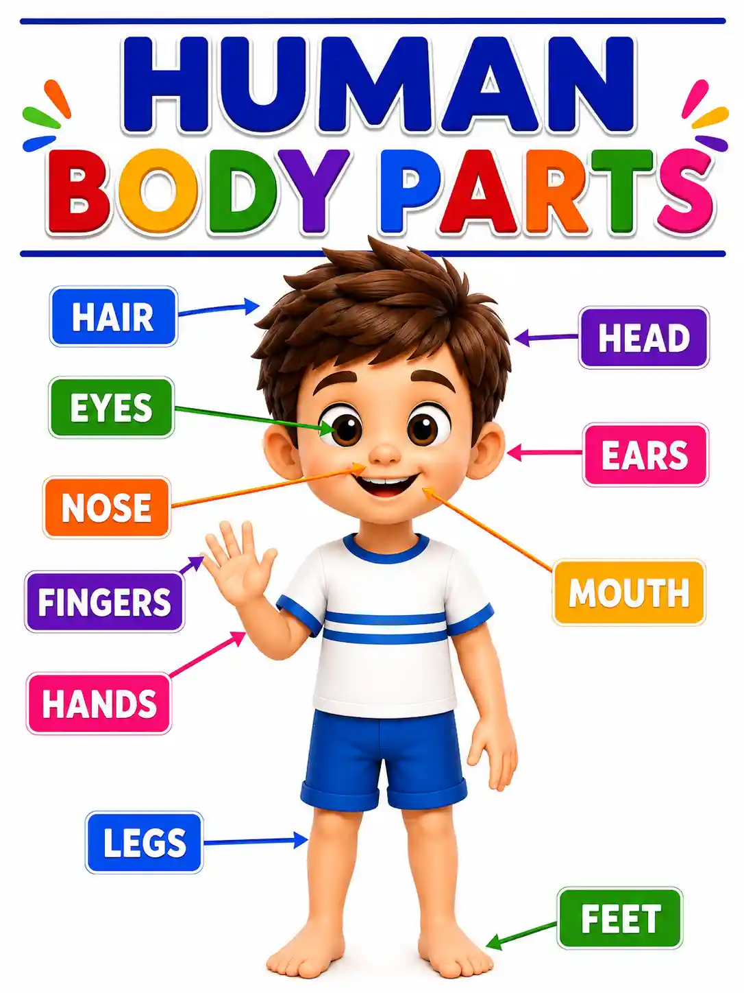 Human Body Parts Boy Chart