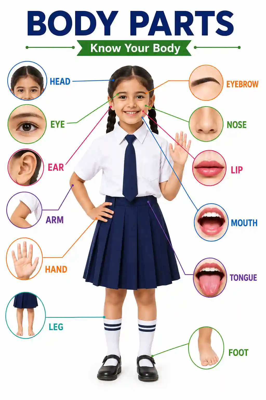 Human Body Parts Girl Educational Chart for Kids Preview
