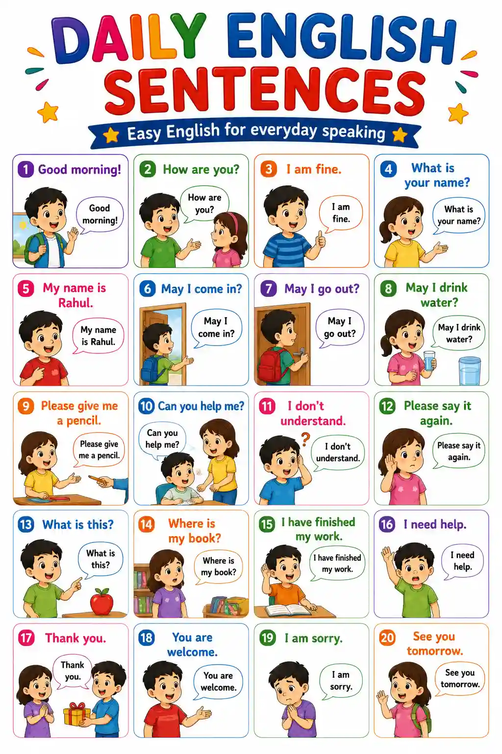 UKG English Daily English Spoken Sentences Chart Preview