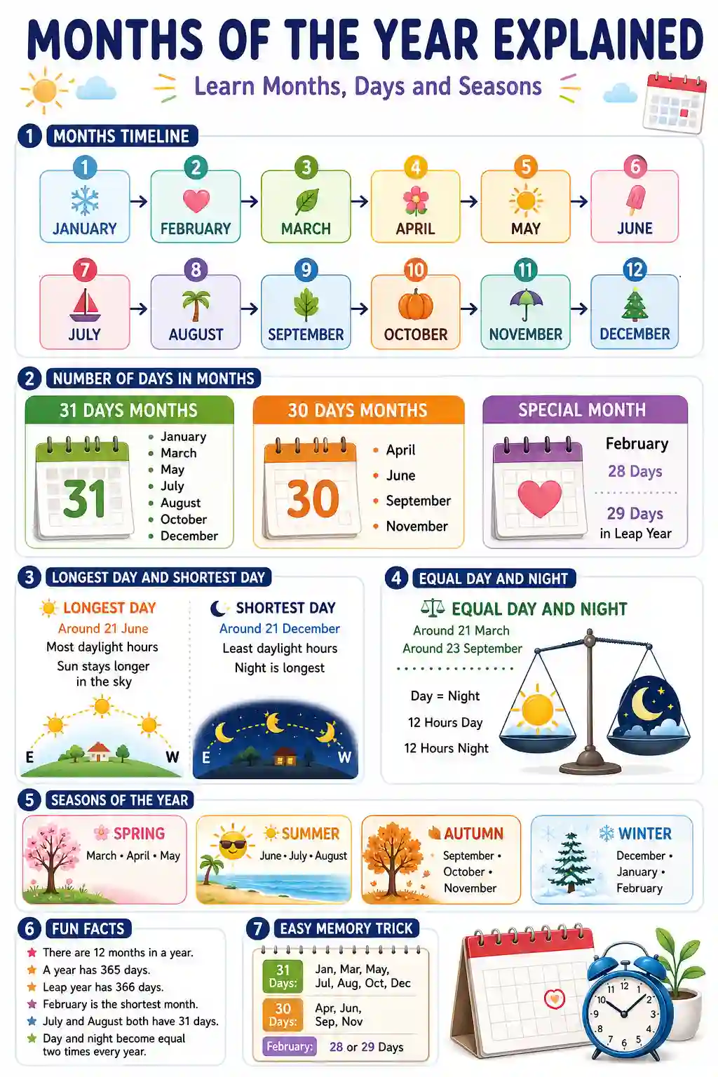 Class 2nd 3rd English Months of the Year Chart