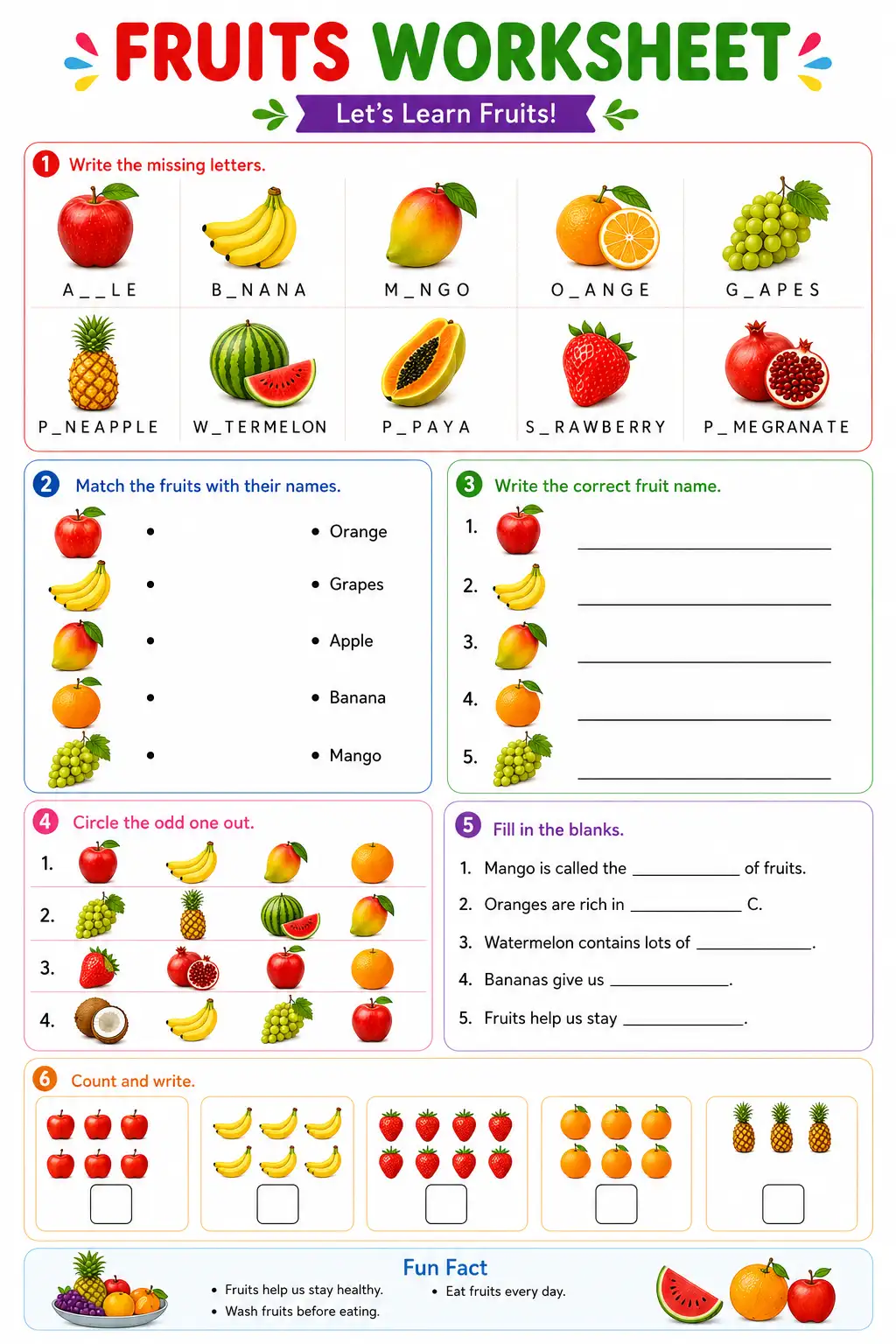 Fruits Worksheet