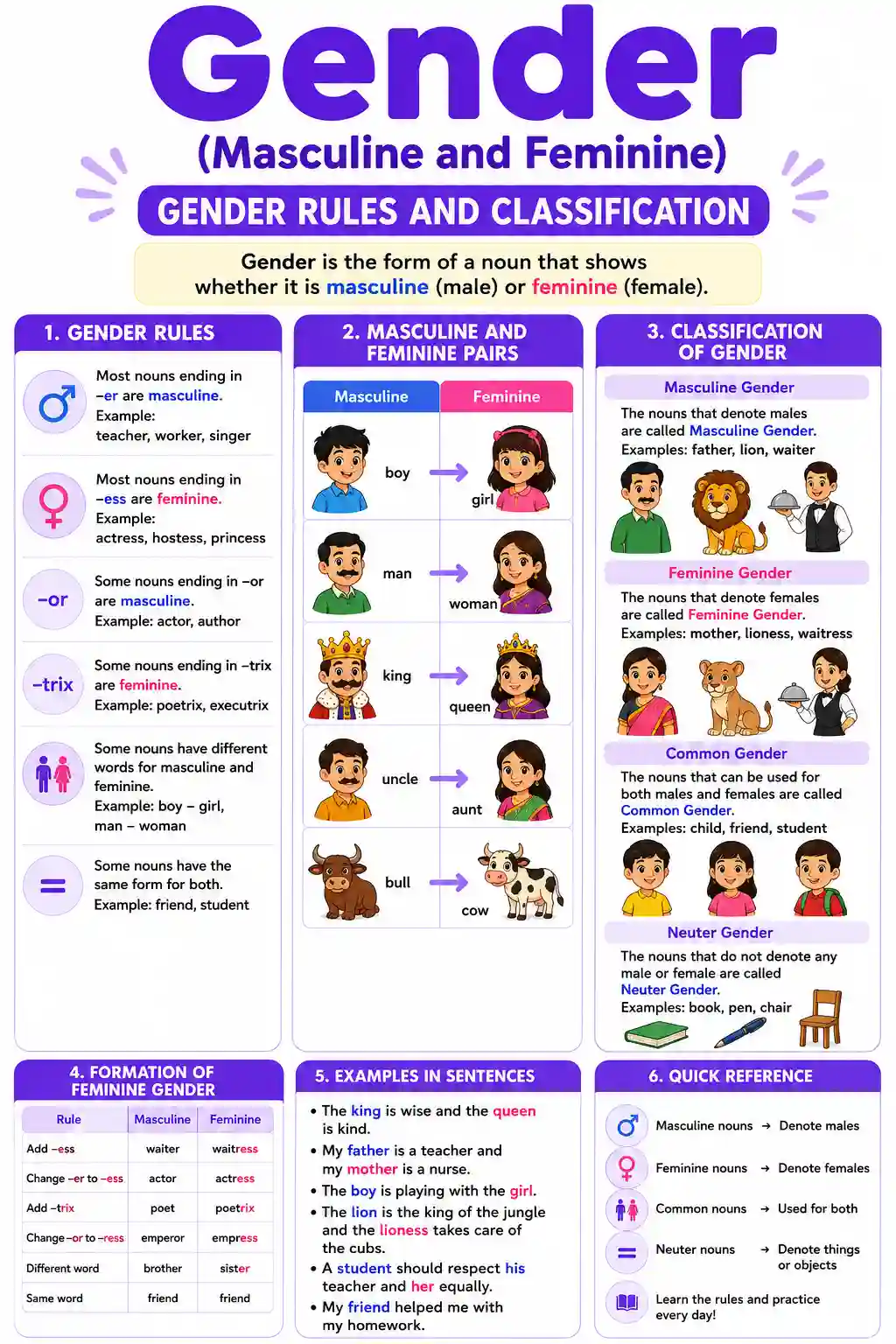 Gender Noun Rules and Classification Chart