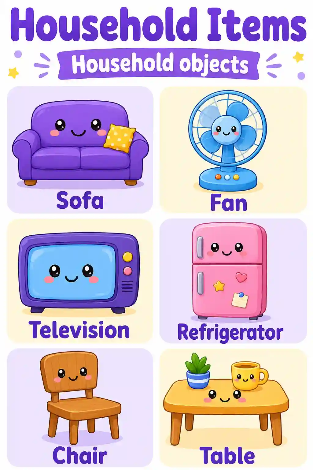 Household Objects Chart