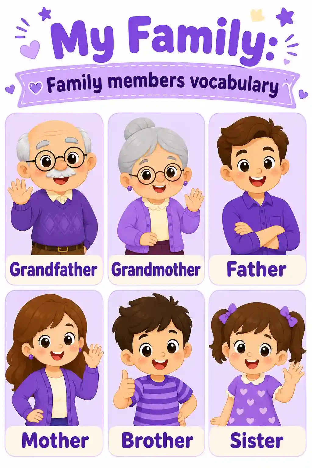 Family Members Vocabulary Chart