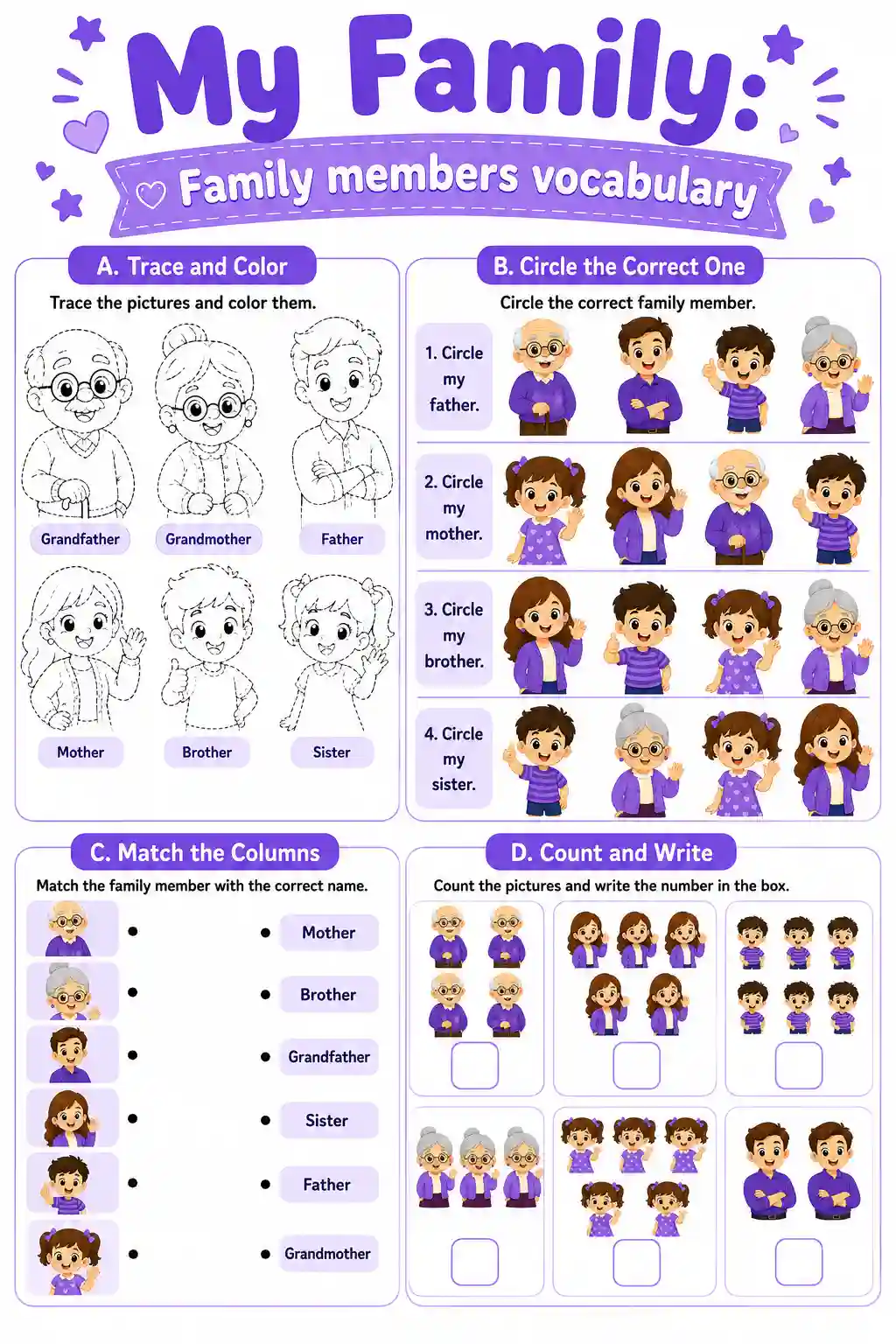 Family Members Vocabulary Worksheet