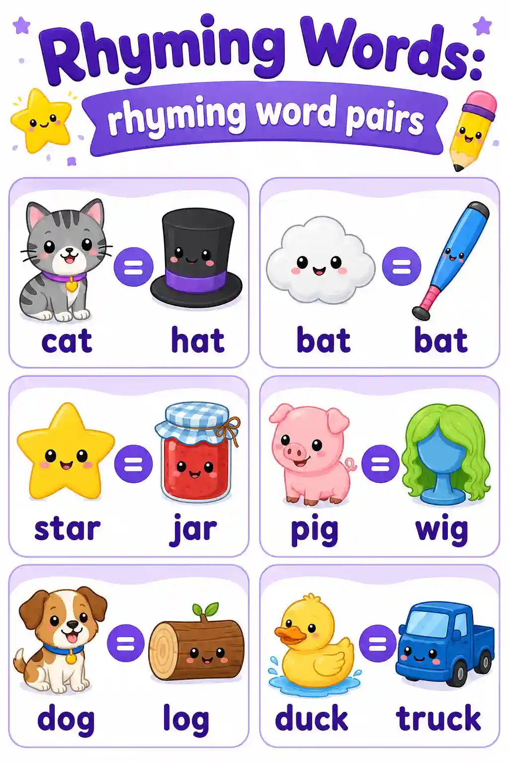 UKG Rhyming Words Pairs Chart