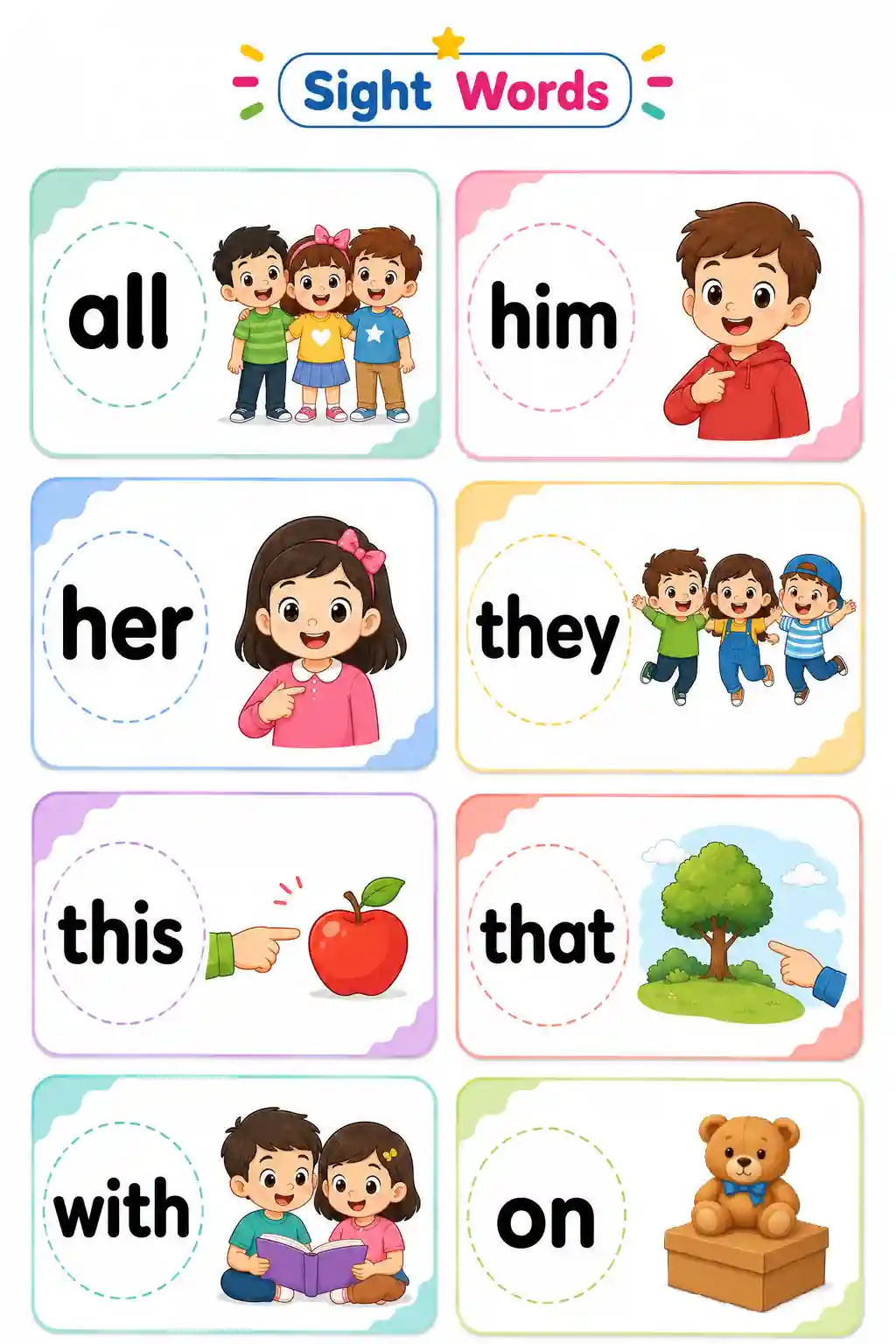 Sight Words Illustrated Chart - Part 1