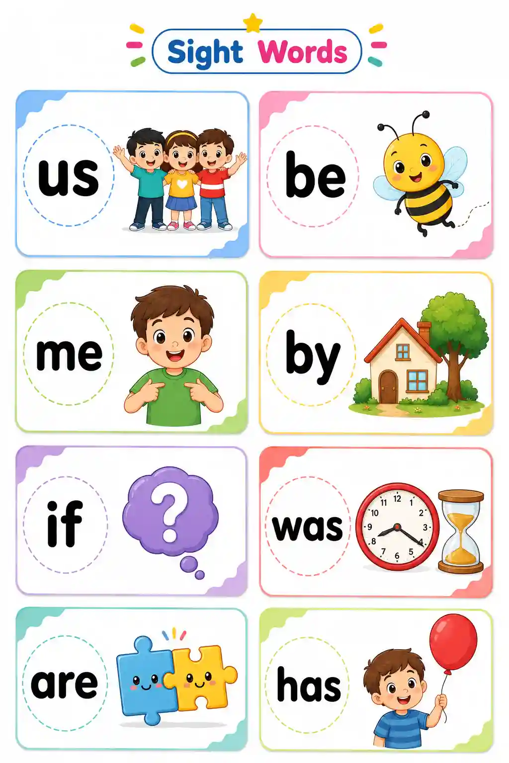 Sight Words Illustrated Chart - Part 2