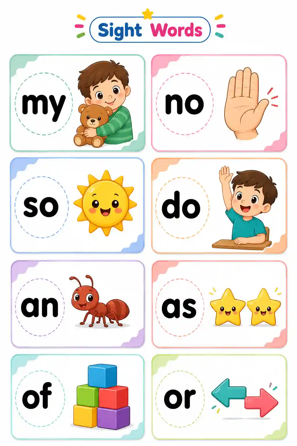Sight Words Illustrated Chart - Part 3
