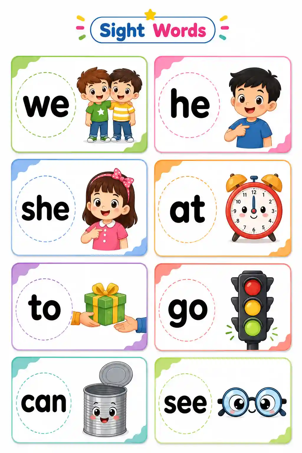 Sight Words Illustrated Chart - Part 4