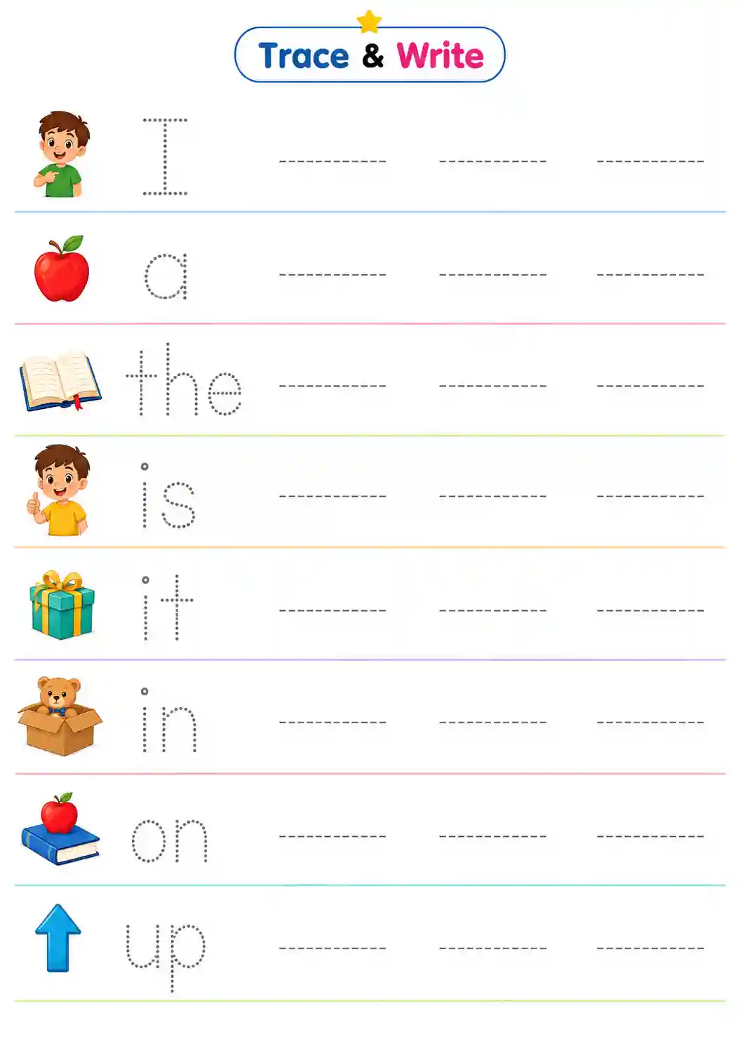 Trace and Write Sight Words Worksheet