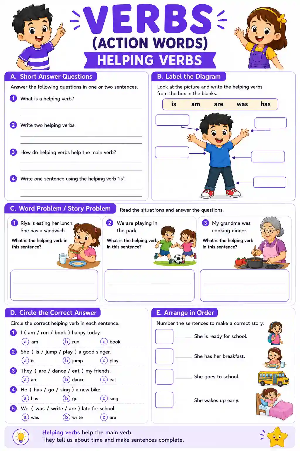 Helping Verbs Worksheet
