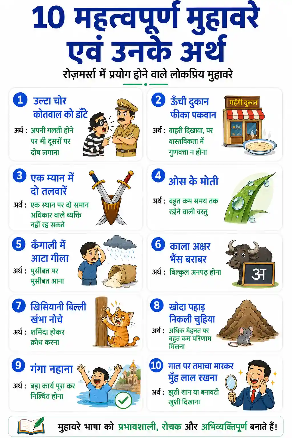 Hindi Muhavare Part 12 Chart
