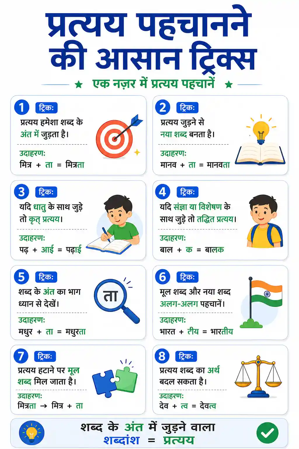 Pratyaya Pehchanne Ki Aasan Tricks Chart