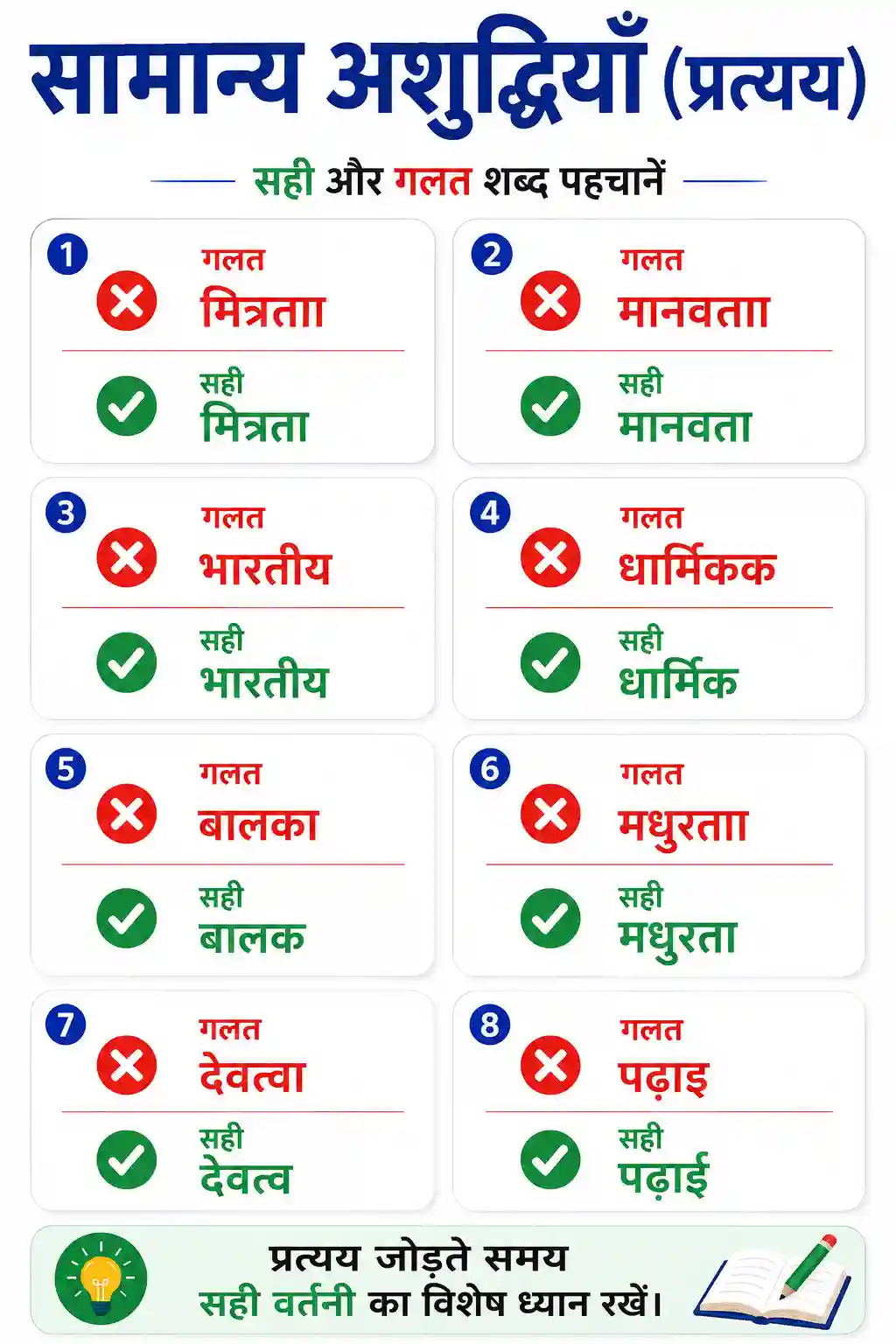 Pratyaya Samanya Ashuddhiya Chart