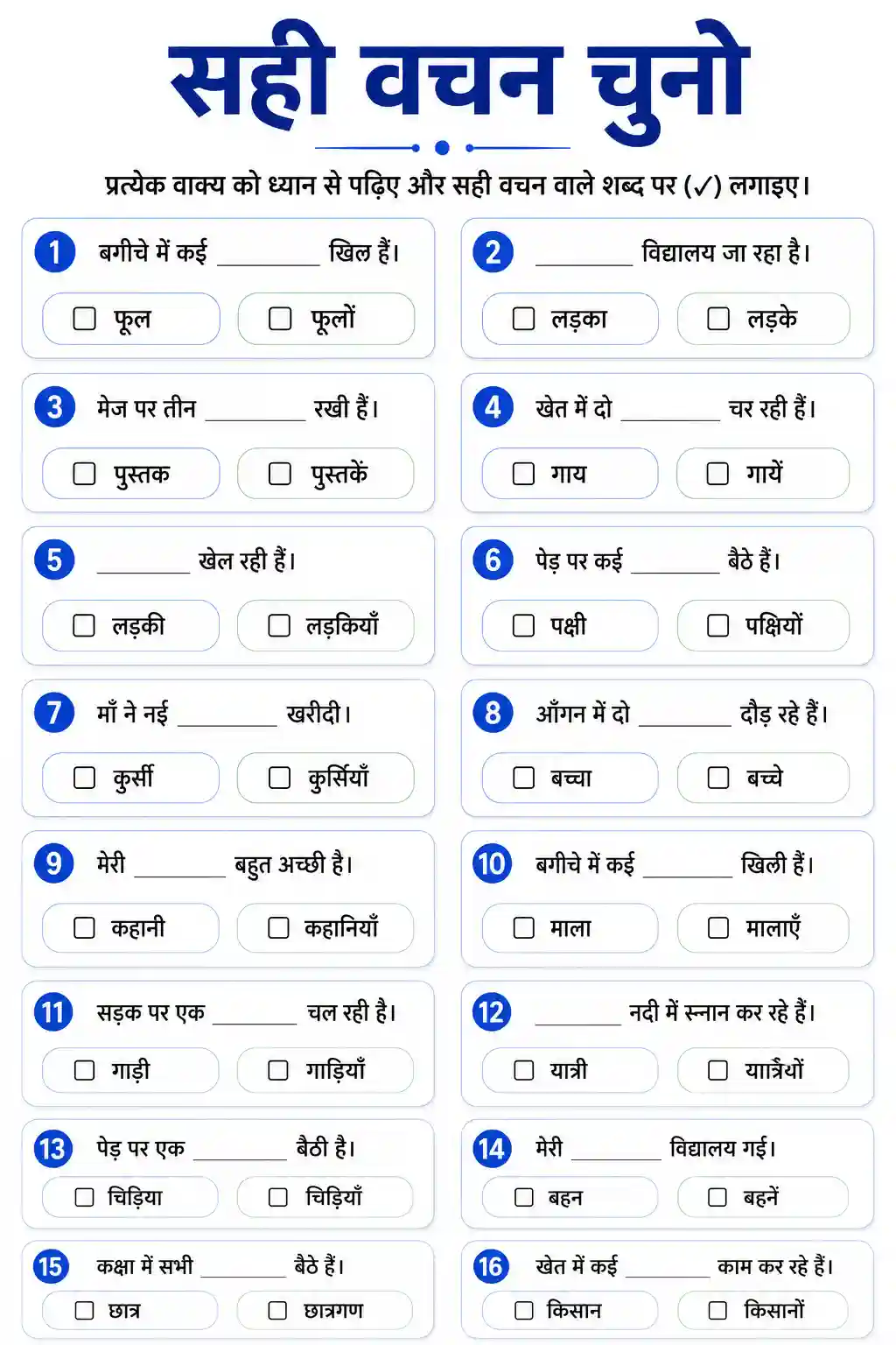 Sahi Vachan Chuno Worksheet