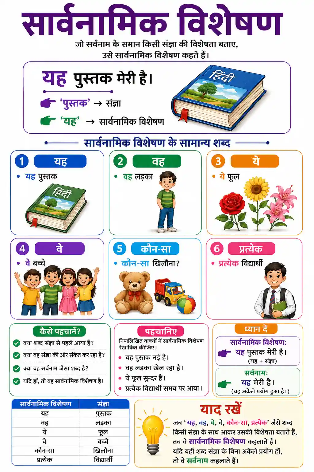 Sarvanamik Visheshan Chart
