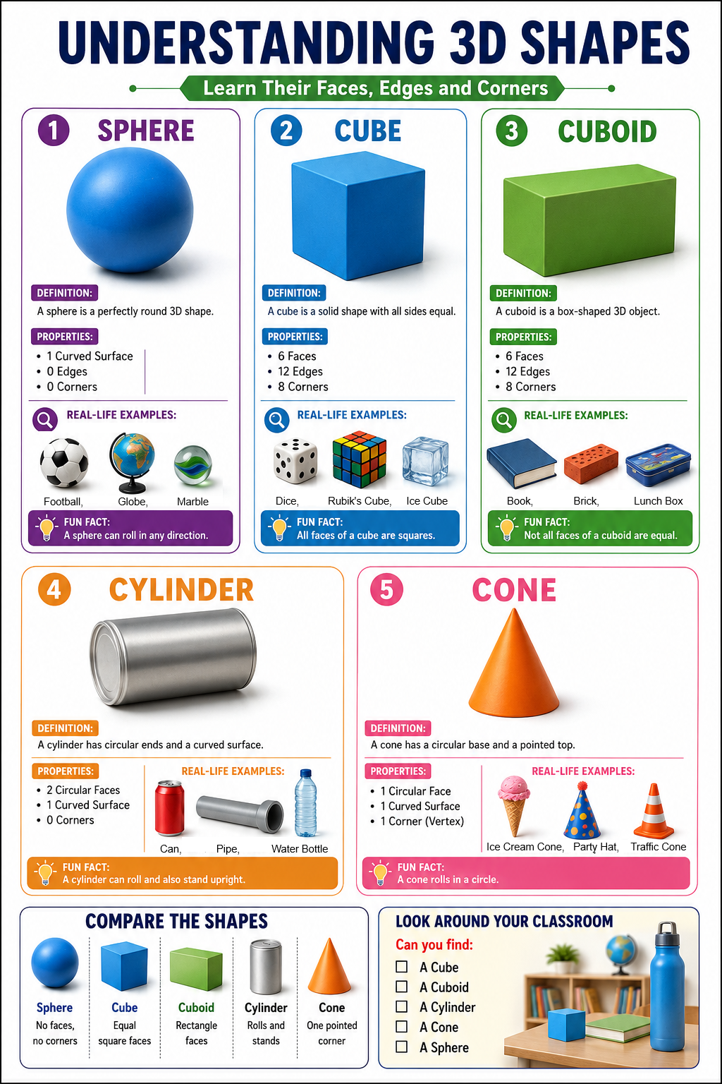Understanding 3D Shapes: Learn Their Faces, Edges and Corners