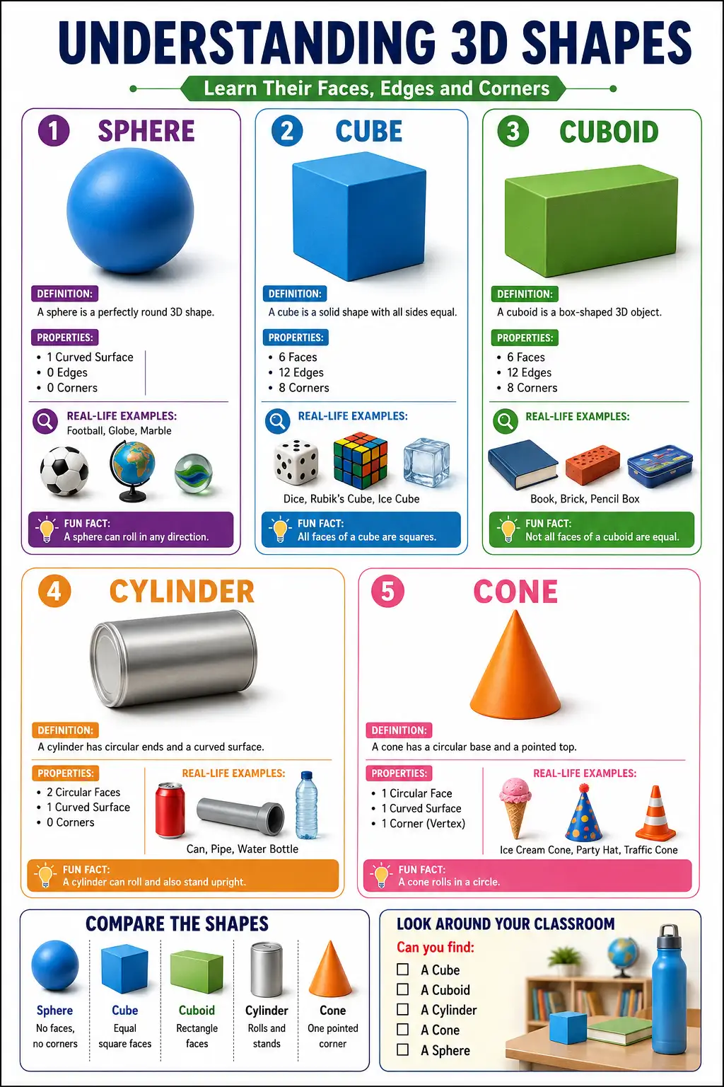 Understanding 3D Shapes: Learn Their Faces, Edges and Corners