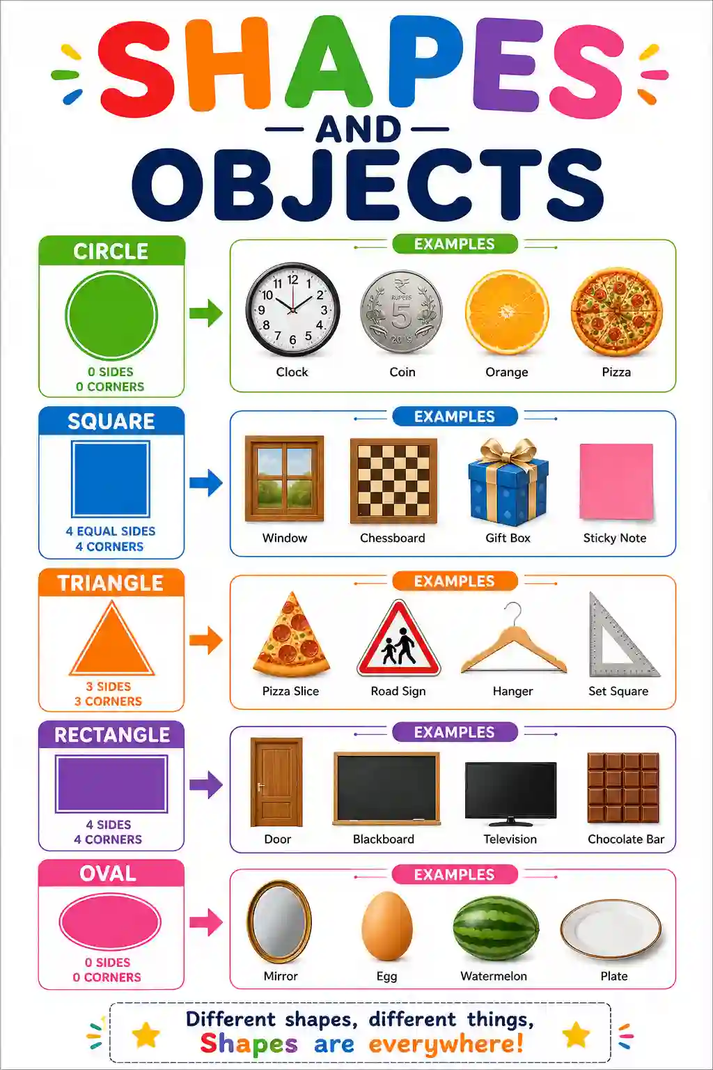Class 2nd Math 2D Shapes Objects Chart