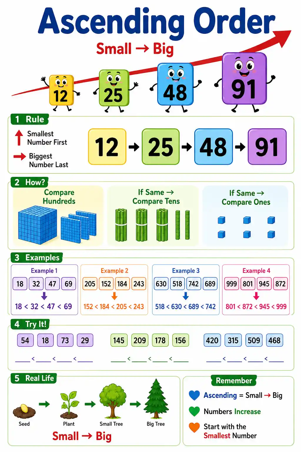 Ascending Order Concept & Practice Chart