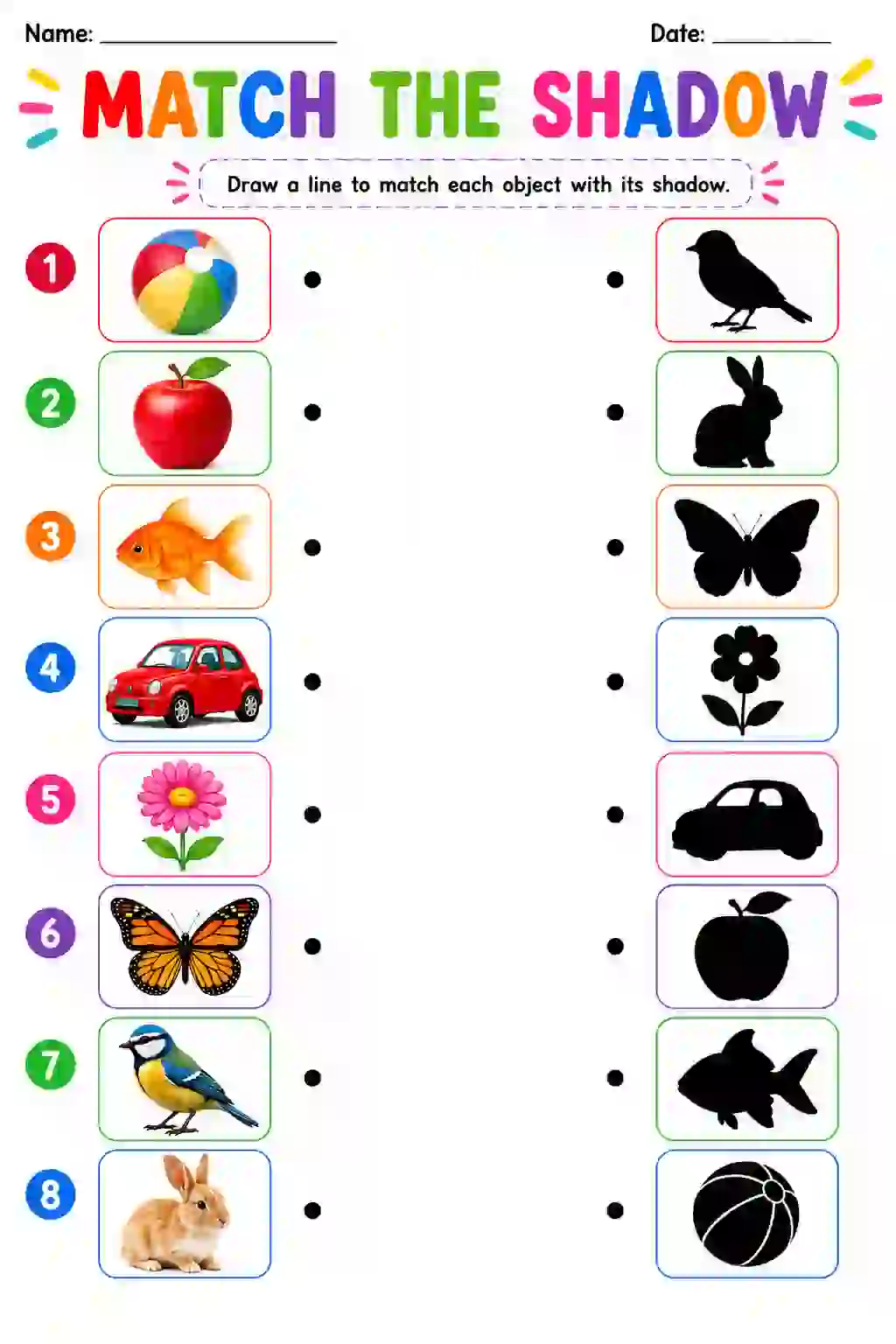 Match the Shadow Worksheet (Nursery)