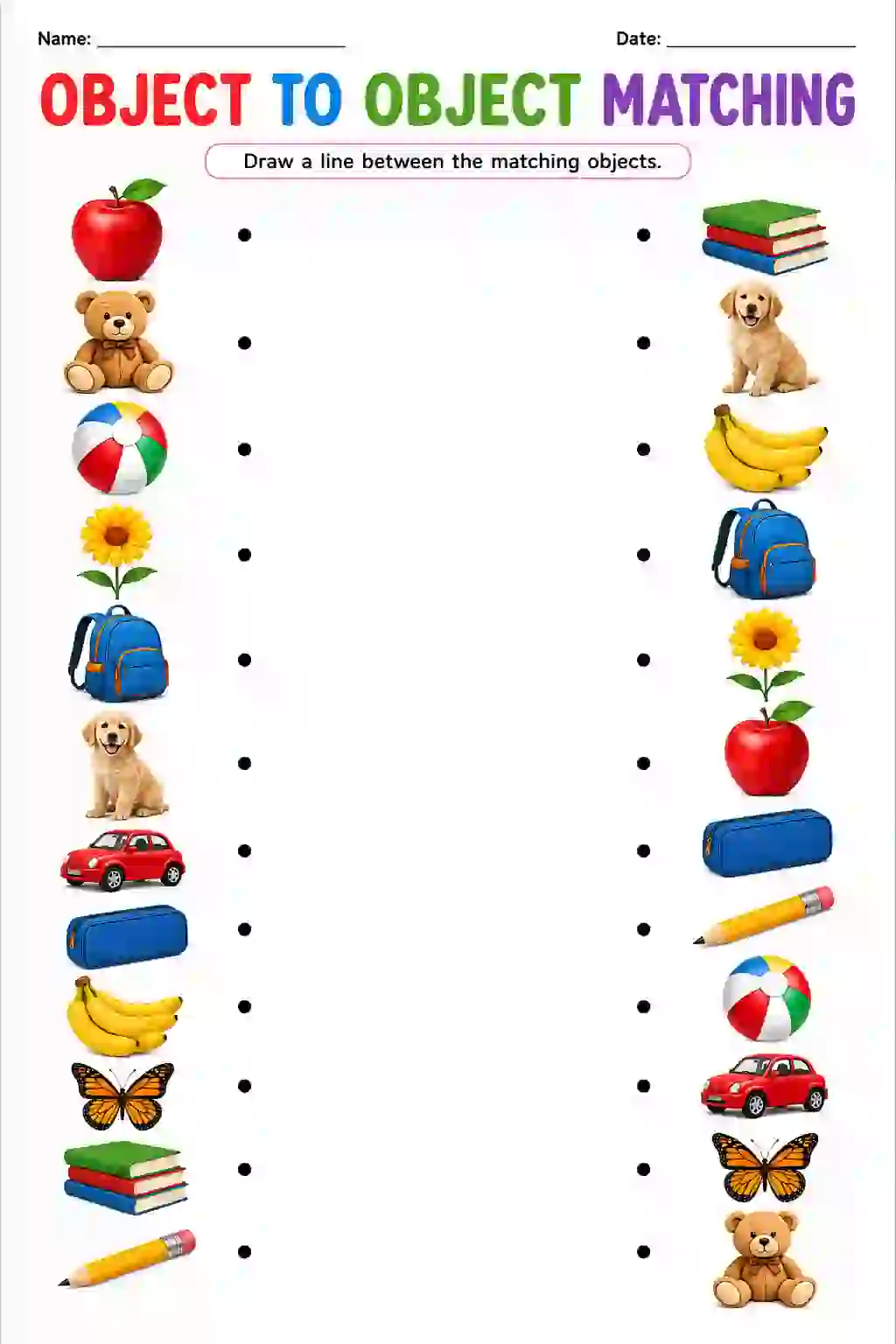 Object to Object Matching Worksheet (Nursery)