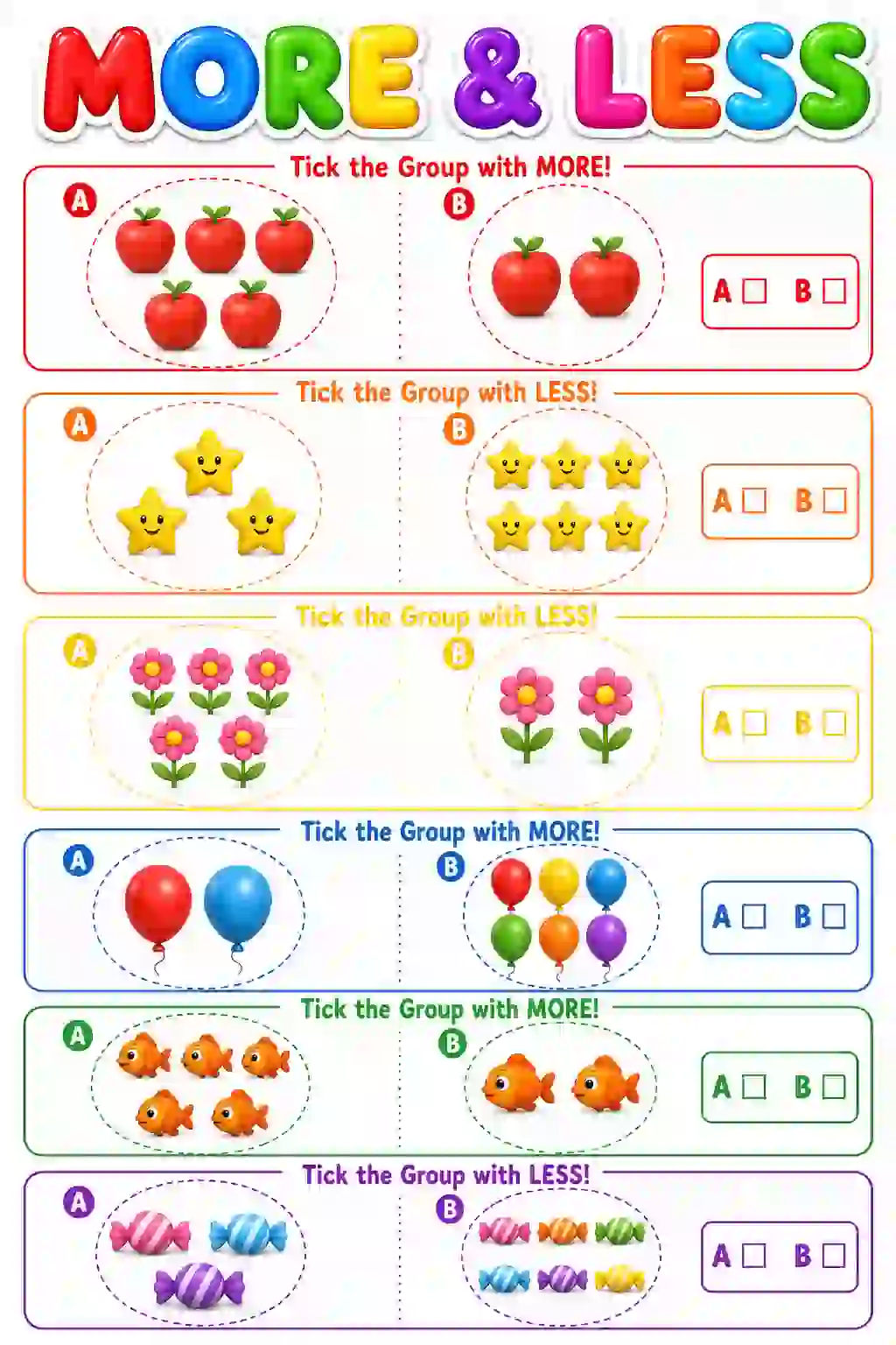 More and Less Worksheet