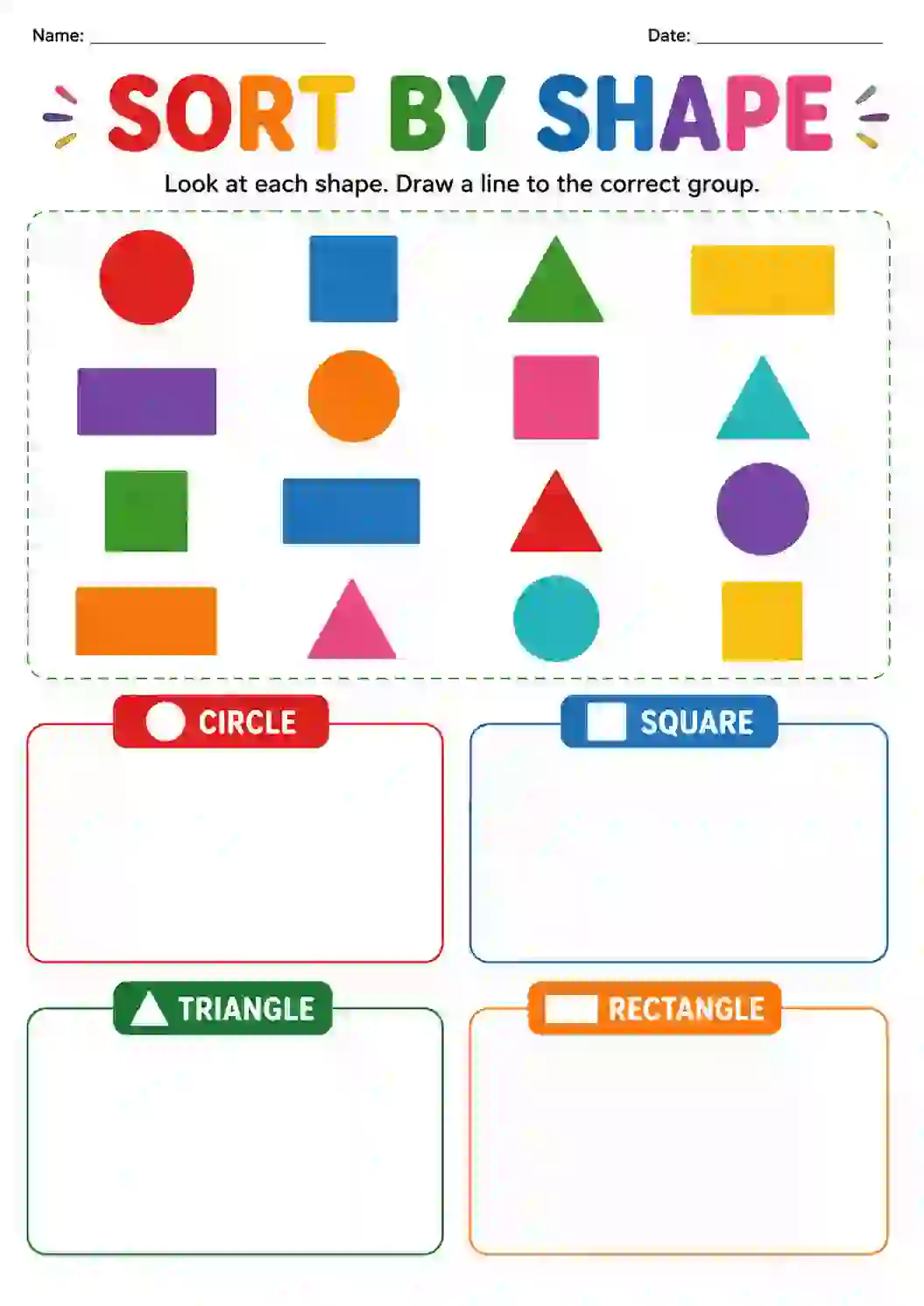 Sort by Shape Worksheet (Nursery)