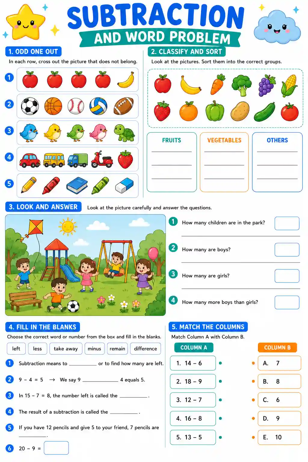 Class 2 Mathematics Subtraction And Word Problem Worksheet 4