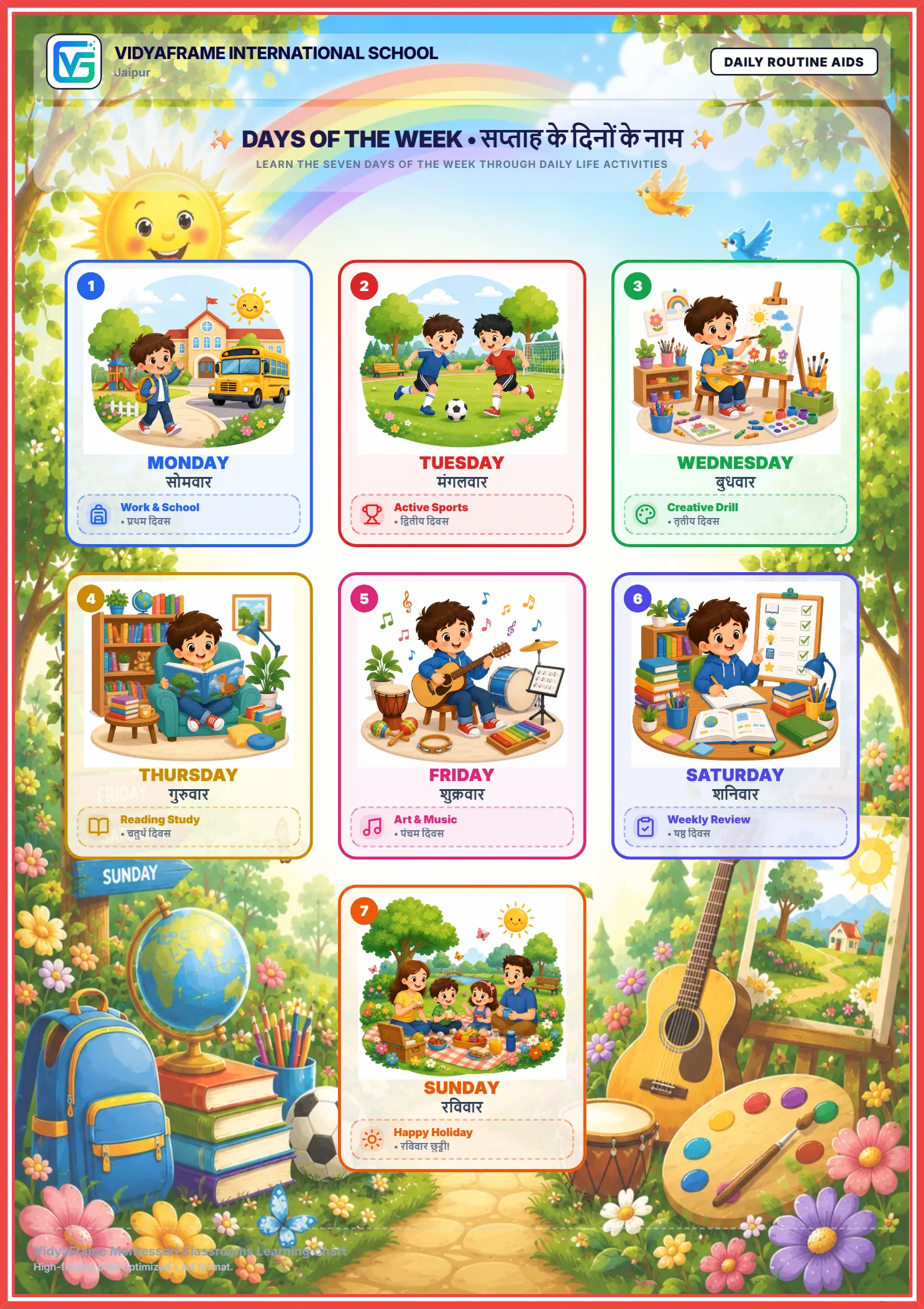 Interactive Days of the Week Chart Builder (सप्ताह के दिनों के नाम)